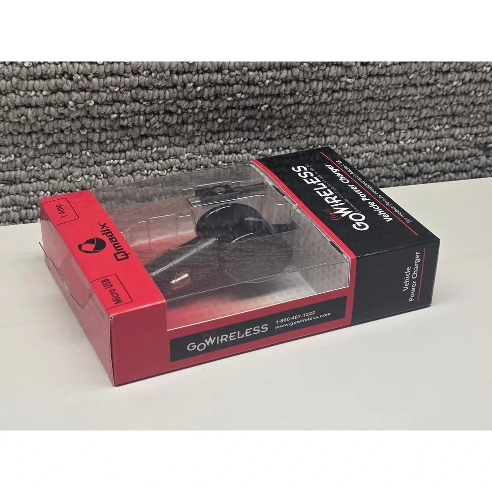 Qmadix GoWireless Micro USB Vehicle Power Car Charger‎ 1 Amp 7ft Coil Cord Black
